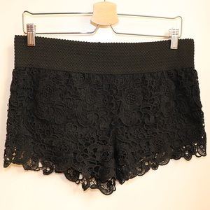 Black knitted shorts